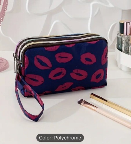 Lip print cosmetic bag three - cosmetic,