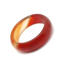 Ring Orange Agate Band Natural Gemstone Boho Chakra Crystal Metal Free Thumb
