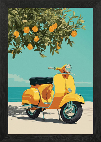 Yellow vespa scooter the - scooter,