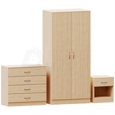 Modern Bedroom Furniture Set 3 Pcs Chest of Drawers Wardrobe Bedside