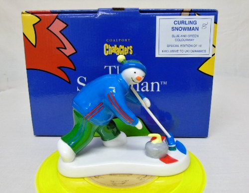 Coalport snowman curling - snowman, in