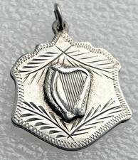 Dublin Irish Silver Medal - 1951 Celtic Harp Watch Fob - Ireland Hallmarks