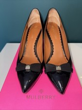 Mulberry Bow Fronted Mid Heel Black Shoe Size 7 / 40