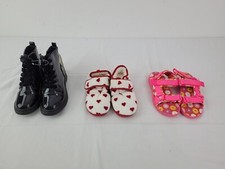 M&S Girls 3 Pair Shoes Bundle Size 11 Boots Slippers Black White Pink New F2
