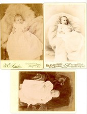 3 Antique Baby Cabinet Card Photos Bridgeton NJ Studios W.E. Service & Seeler
