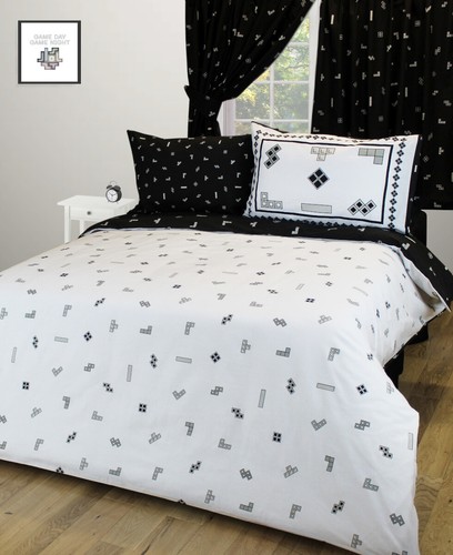 Tetris monochrome duvet covers - tetris,