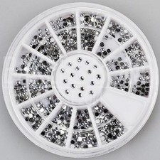 500pc Rhinestone 3D Nail Art Fashion Diamante Glitter Gem 1.5mm Round Silver