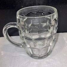ONE** Vintage Dimpled Traditional Handled 1pt Pint Glass  Made In England MINT