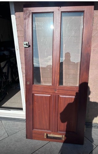 Mahogany front door with glass - front,