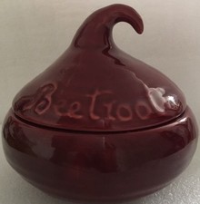 Vintage Rich  Beetroot Coloured  Lidded Ceramic Beetroot Serving Container 