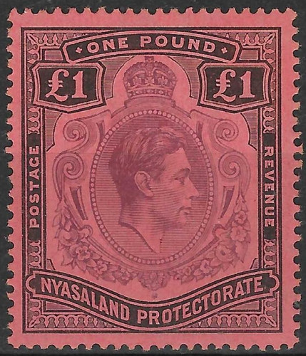 Nyasaland 1938 gvi 1 - gvi, £1