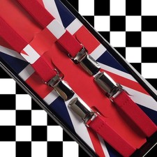 Half Inch Classic Red Braces with Metal Fittings - Adjustable