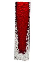 Whitefriars Geoffrey Baxter Textured Ruby Red Nailhead Vase Number 9683