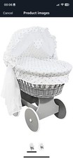 Grey Wicker Crib on Wheels –