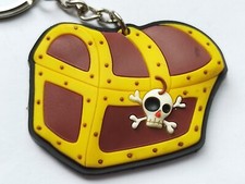 Vintage Keyring plastic flat Pirate Ship brown Scull & Crossbones Treasure chest