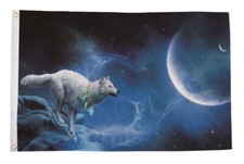 Wolf night sky flag 5ft - sky, x