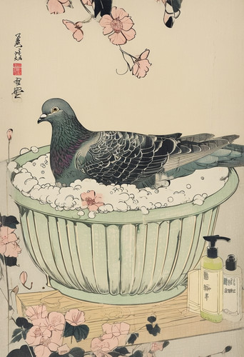 Japanese pigeon bath - japanese, metal