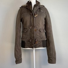 Vintage  Abercrombie Fitch Y2K Faux Fur Lined Jacket XL Hooded Toggles Brown