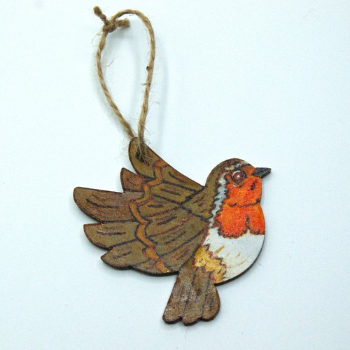 Robin wooden bird hanging - robin,