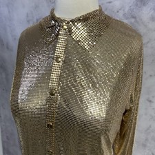 Vintage Inspired Chainmail Snap Front Shirt Dress Statement Piece 21x35.5