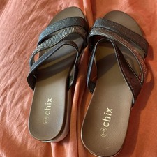 Womens Ladies Flat Strappy Slip On Summer Diamante Sandals Mules Sliders Size