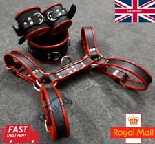 MEN COWHIDE LEATHER ADJUSTABLE CHEST HARNESS & RESTRAINTS SET CLUB-WEAR COSTUME