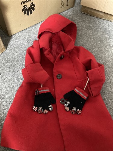 Girls red coat with - , minnie