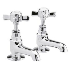 Nuie Beaumont Basin Taps Pair - Chrome - Traditional Bathroom Taps