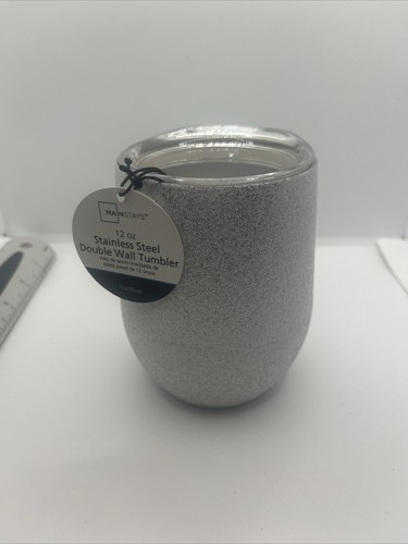 White glitter 12oz wine - white,