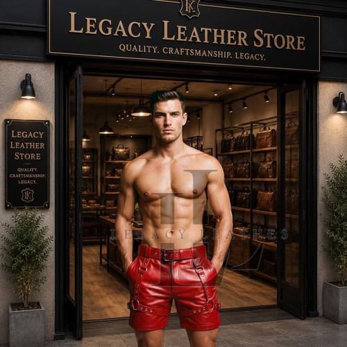 Men red genuine - red, lambskin