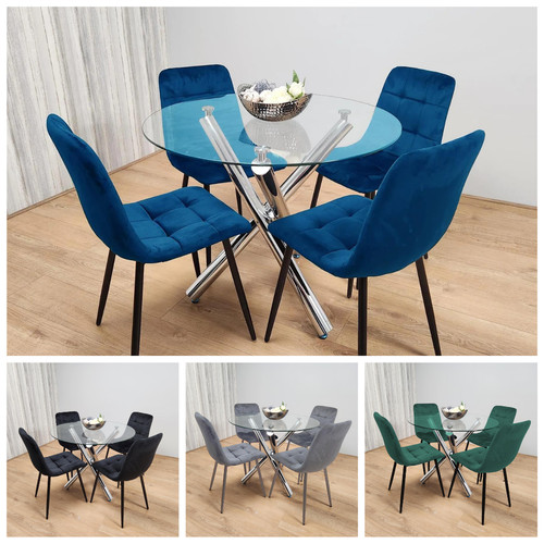 Round glass dining table 4 - round,