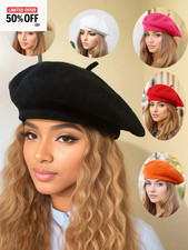 Plain Beret Hat Wool Autumn