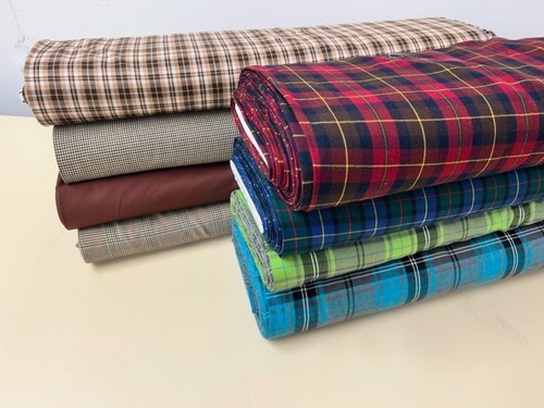 Tartan check plaid fabric - ,