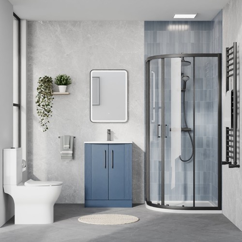 Curved 500mm blue vanity black - curved,