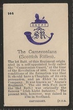 OGDENS-ARMY CRESTS & MOTTOES-#144- THE CAMERONIANS SCOTTISH RIFLES