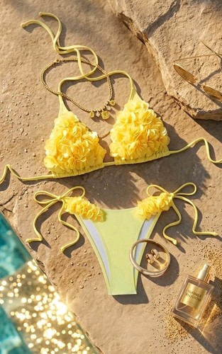 Yellow ruffle floral - yellow,