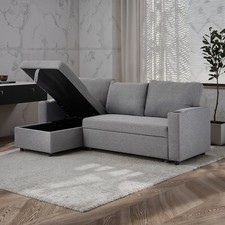 Grey Fabric 3 Seater Pull-Out