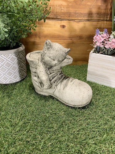 Stone garden sleeping cat - garden,
