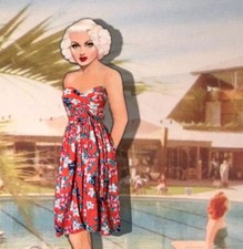 Red Strapless Hawaiian Tiki