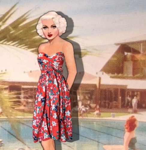 Red strapless hawaiian - red,