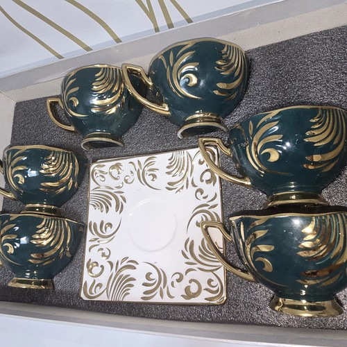 Vintage porcelain green - vintage, gold