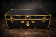 Vintage Black Steamer Trunk
