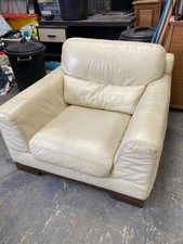 Vintage Retro Natizzi Italian Cream Leather 1 Seat Armchair