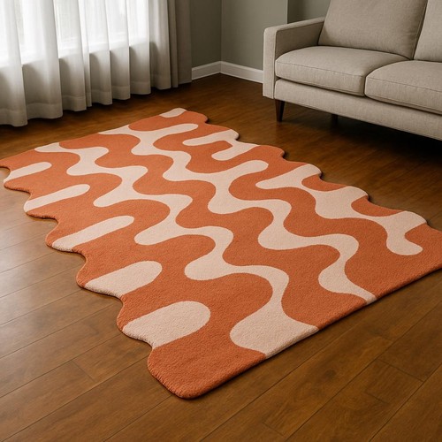 Retro wavy wool rug - wavy,
