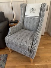 Black & White Prince of Wales Check Wing Chair