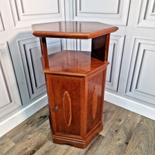 Retro Vintage Hexagonal Oak Cabinet Side Table Cupboard Bedside Storage Cabinet