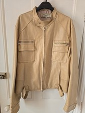Mens Cream Leather Jacket Size 56