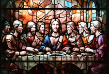 The Last Supper Faux Stained Glass Window Look Metal Sign, The Last Suppe Plaque