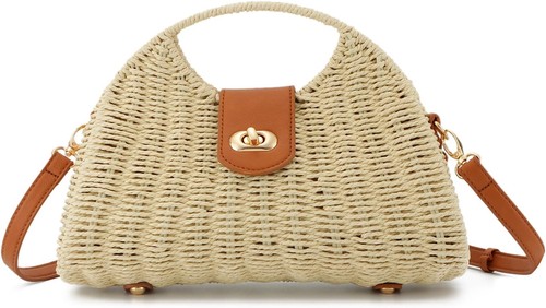 Womens retro straw - straw, cross