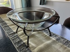 Glass tabletop bowl with metal